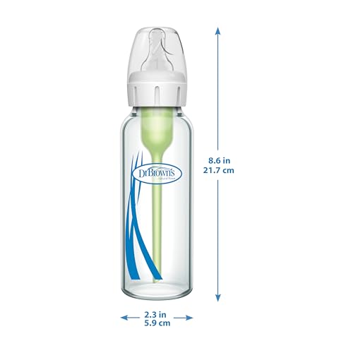 Dr. Brown’s Natural Flow® Anti-Colic Options+™ Narrow Glass Baby Bottles, 2-Pack, 8 oz/250 mL ( Packaging May Vary )