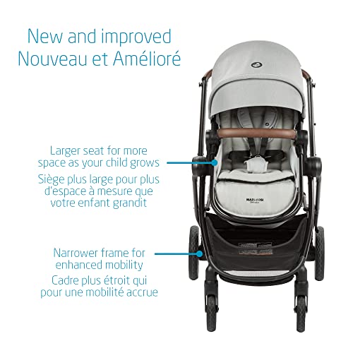 Maxi-Cosi Zelia Max 5-in-1 Modular Travel System, Carraige mode, Reversible toddler seat, Use from birth, Mico infant car seat (included), Polished Pebble
