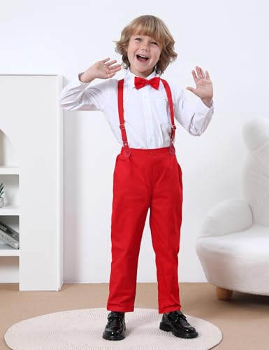 A&J DESIGN Toddler Suits for Boys Wedding Outfit GentlemanFormal Suspender Dress Set, 18 Months-6 Years