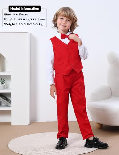 A&J DESIGN Toddler Suits for Boys Wedding Outfit GentlemanFormal Suspender Dress Set, 18 Months-6 Years