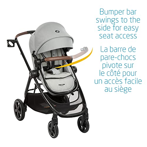 Maxi-Cosi Zelia Max 5-in-1 Modular Travel System, Carraige mode, Reversible toddler seat, Use from birth, Mico infant car seat (included), Polished Pebble