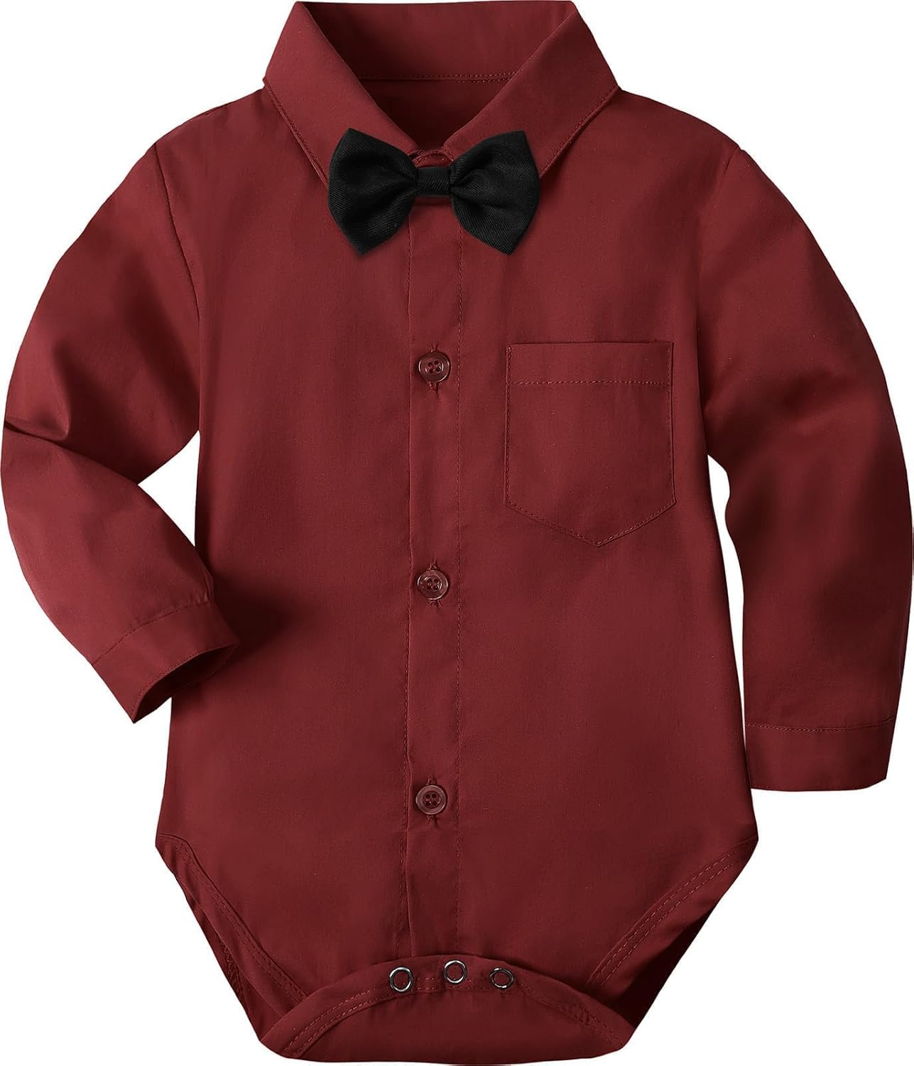 A&J DESIGN Baby Dress Shirts Infant Bodysuit Gentleman Formal Wedding Long Sleeve Rompers, 3-18 Months