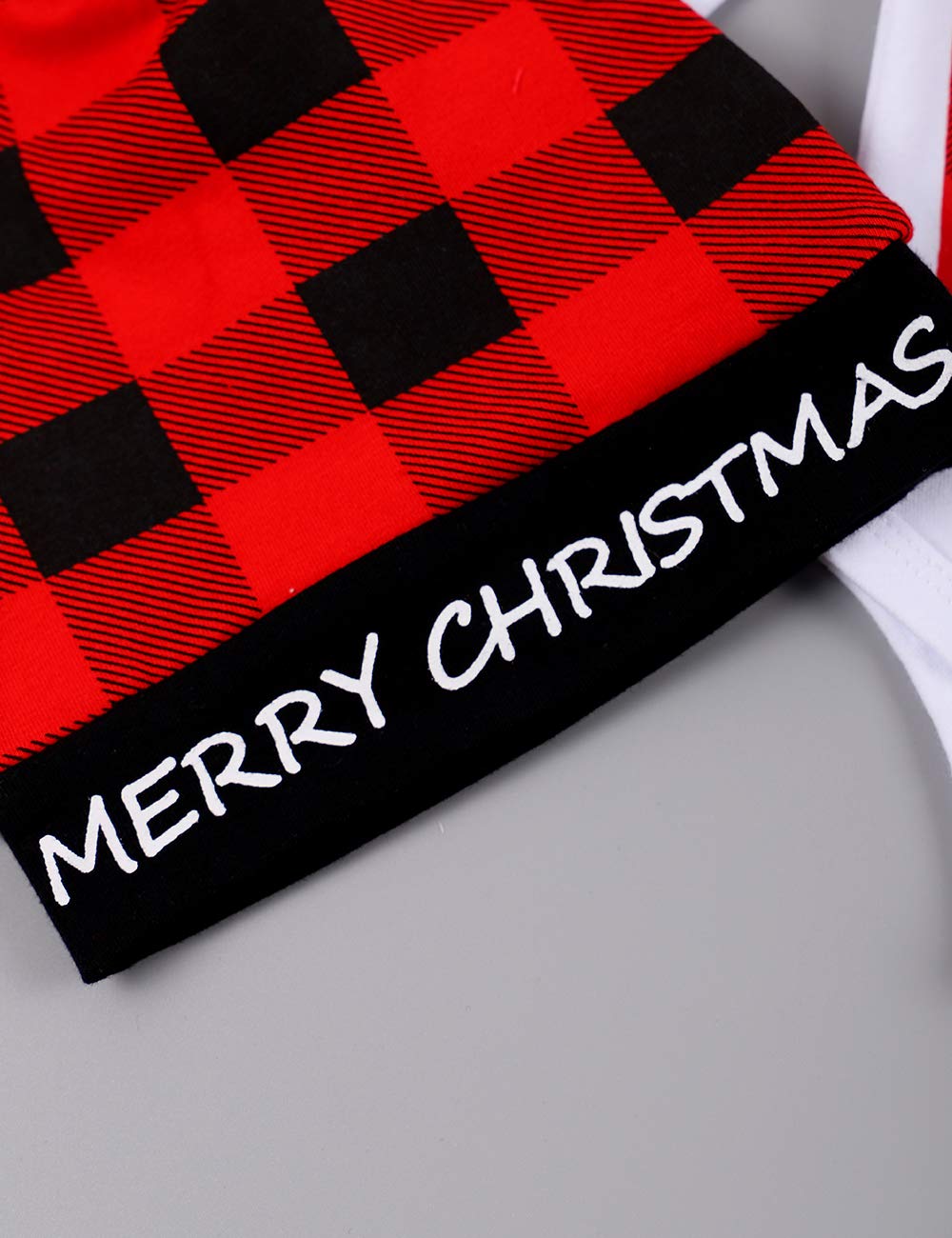 My First Christmas Newborn Girl Boy Xmas Outfits Bow Bodysuit Pants Plaid Hat Infant Christmas Clothes Set