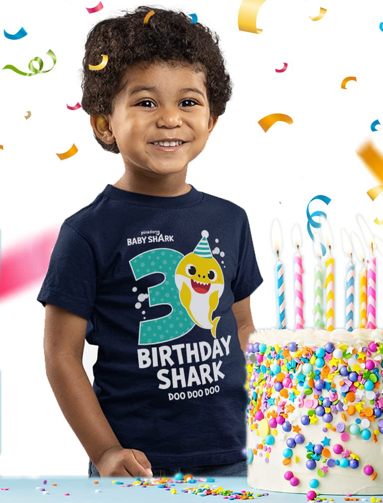 Tstars 3rd Birthday Baby Shark Doo Doo Shirt Boy Girl Gifts 3 Years Old Bday Sharks Theme Party Toddler Kids T-Shirt