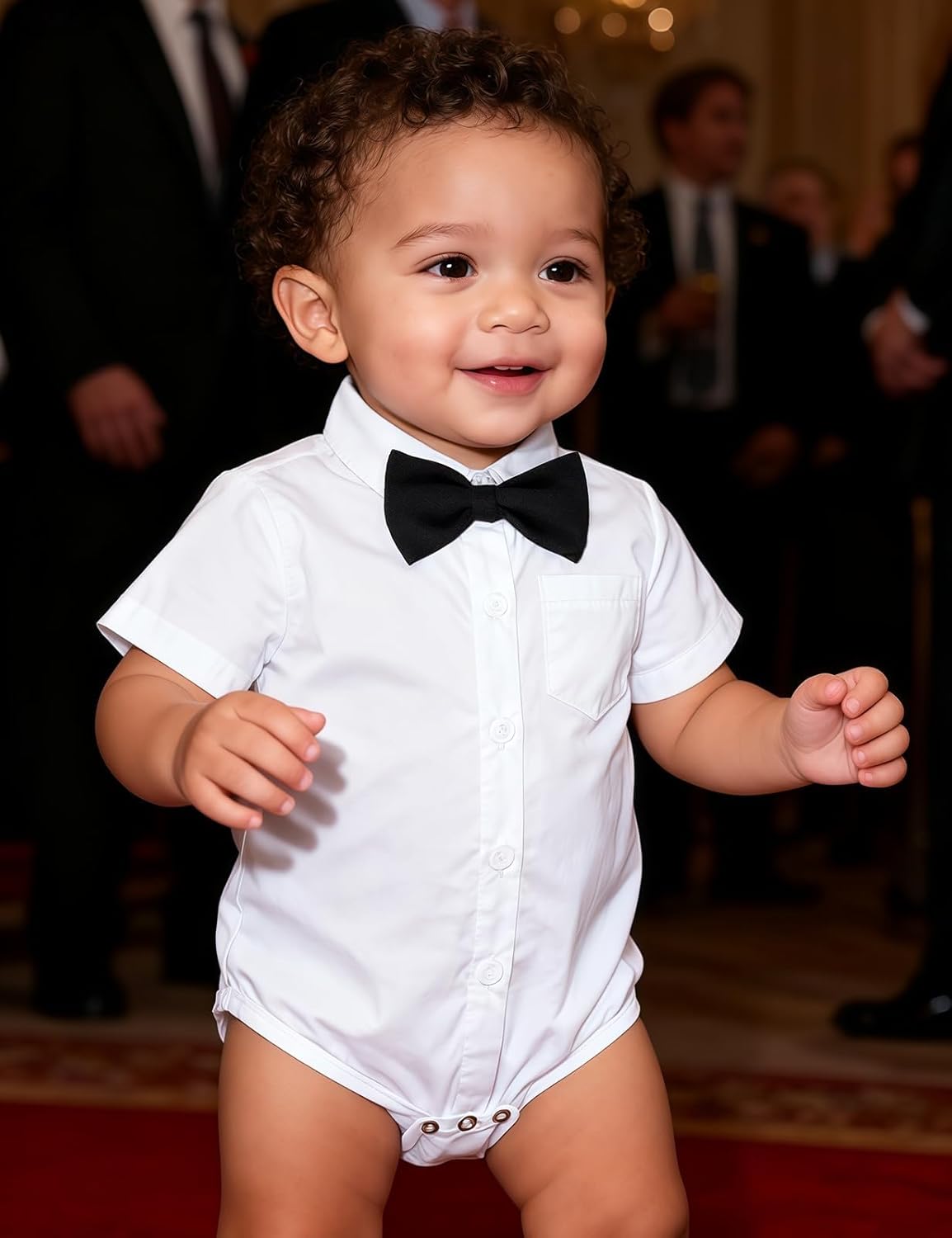 A&J DESIGN Baby Dress Shirts Infant Bodysuit Gentleman Formal Wedding Long Sleeve Rompers, 3-18 Months