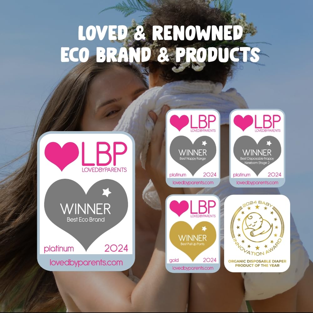 Eco by Naty Couches écologiques pour bébé nouveau-né – Matériaux 100 % végétaux sur la peau, extra doux, pour peau sensible et super absorbantes (taille N, 100 pièces)