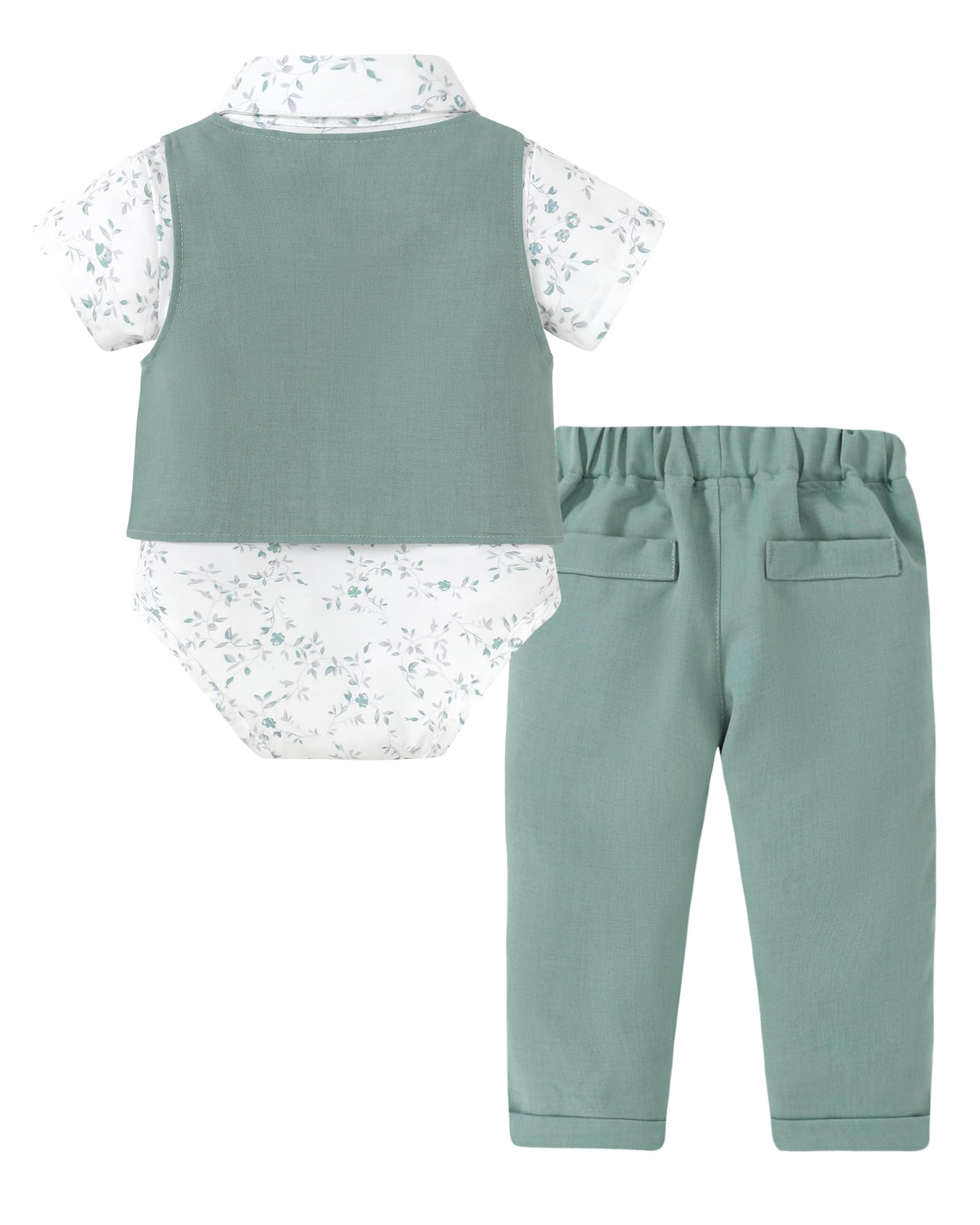 YALLET Baby Boy Clothes Suit 0-18 Months Infant Boy Gentleman Outfits, Dress Shirt+Bowtie+Vest+Pants Set Wedding Party Suits