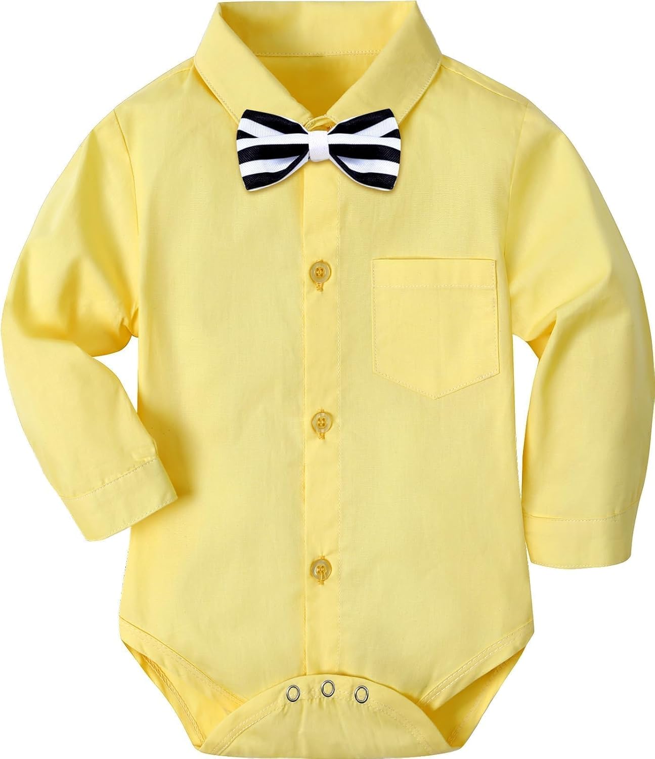 A&J DESIGN Baby Dress Shirts Infant Bodysuit Gentleman Formal Wedding Long Sleeve Rompers, 3-18 Months