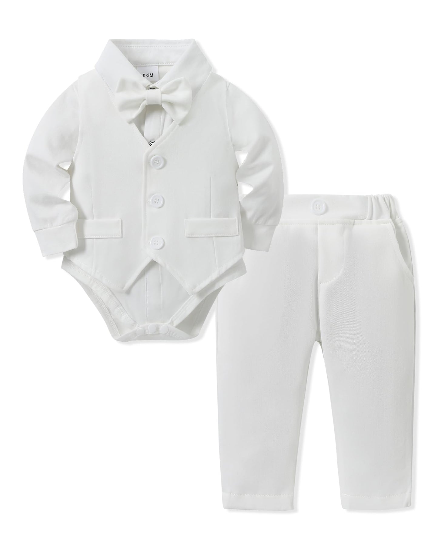YALLET Baby Boy Clothes Suit 0-18 Months Infant Boy Gentleman Outfits, Dress Shirt+Bowtie+Vest+Pants Set Wedding Party Suits