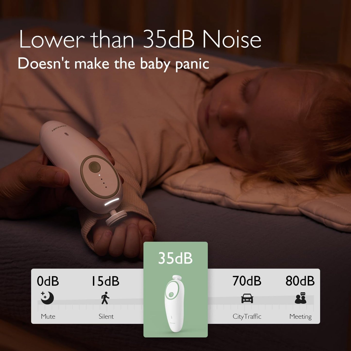 Momcozy Baby Nail File Electric, Gentle Baby Nail Trimmer Electric Rechargable, Baby Nail Clipper Electric, 7 Grinding Head Replacement Pads