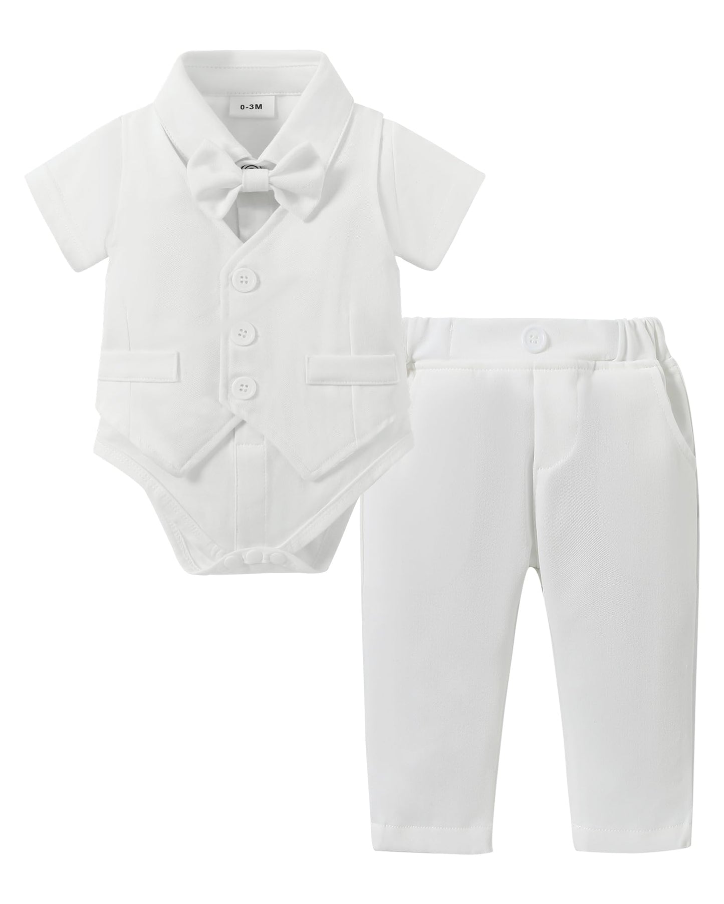 YALLET Baby Boy Clothes Suit 0-18 Months Infant Boy Gentleman Outfits, Dress Shirt+Bowtie+Vest+Pants Set Wedding Party Suits