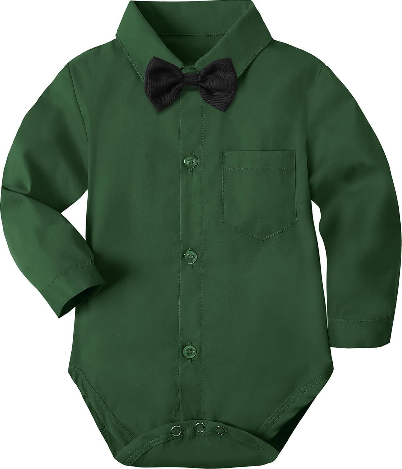 A&J DESIGN Baby Dress Shirts Infant Bodysuit Gentleman Formal Wedding Long Sleeve Rompers, 3-18 Months