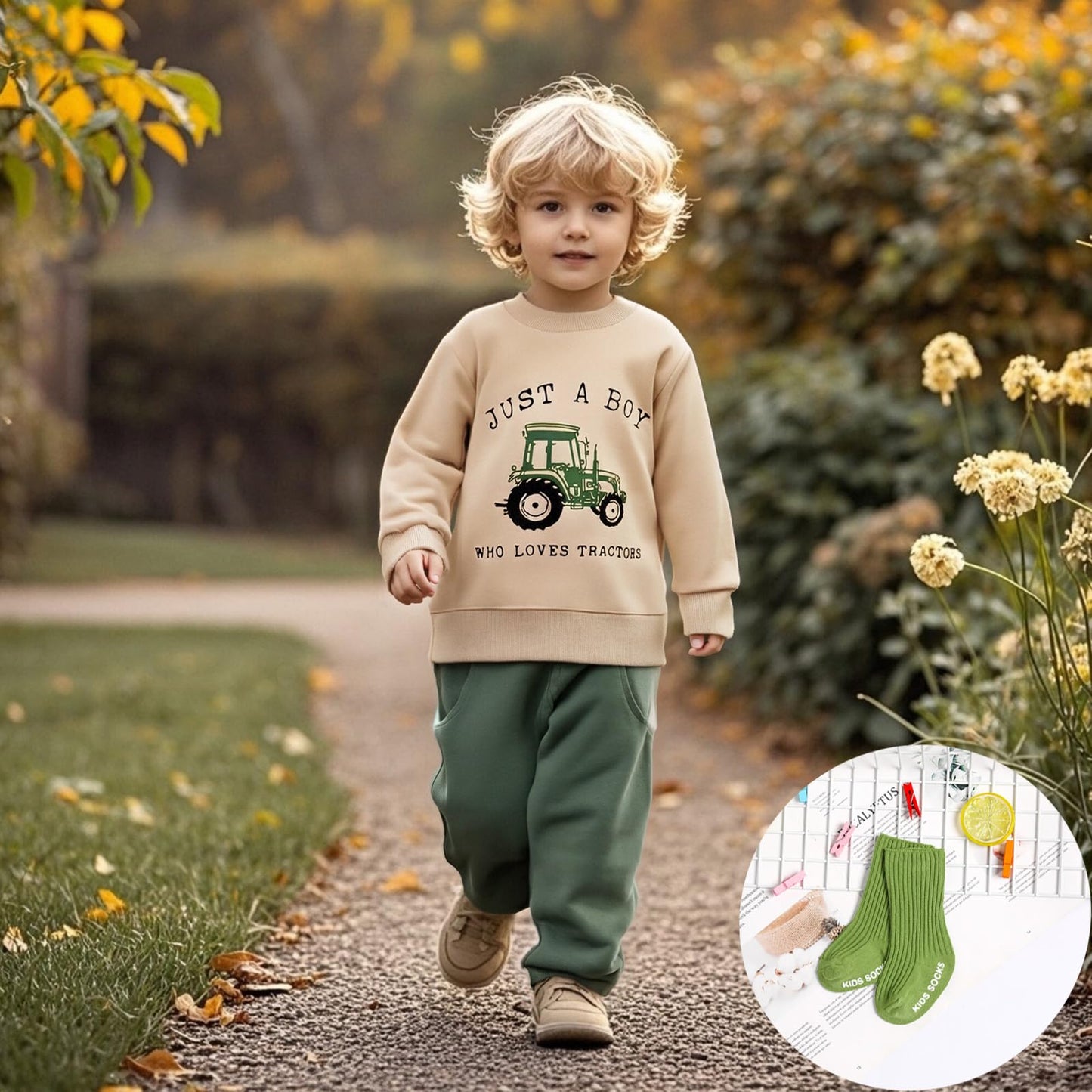 Ouliycoqi 3Pcs Toddler Big Brother Lilttle Bro Baby Long Sleeve Contrast Color Pants Sweatshirt Socks Fall Winter Sets