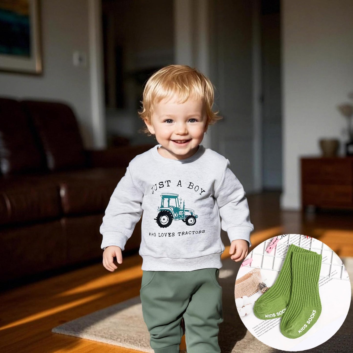 Ouliycoqi 3Pcs Toddler Big Brother Lilttle Bro Baby Long Sleeve Contrast Color Pants Sweatshirt Socks Fall Winter Sets