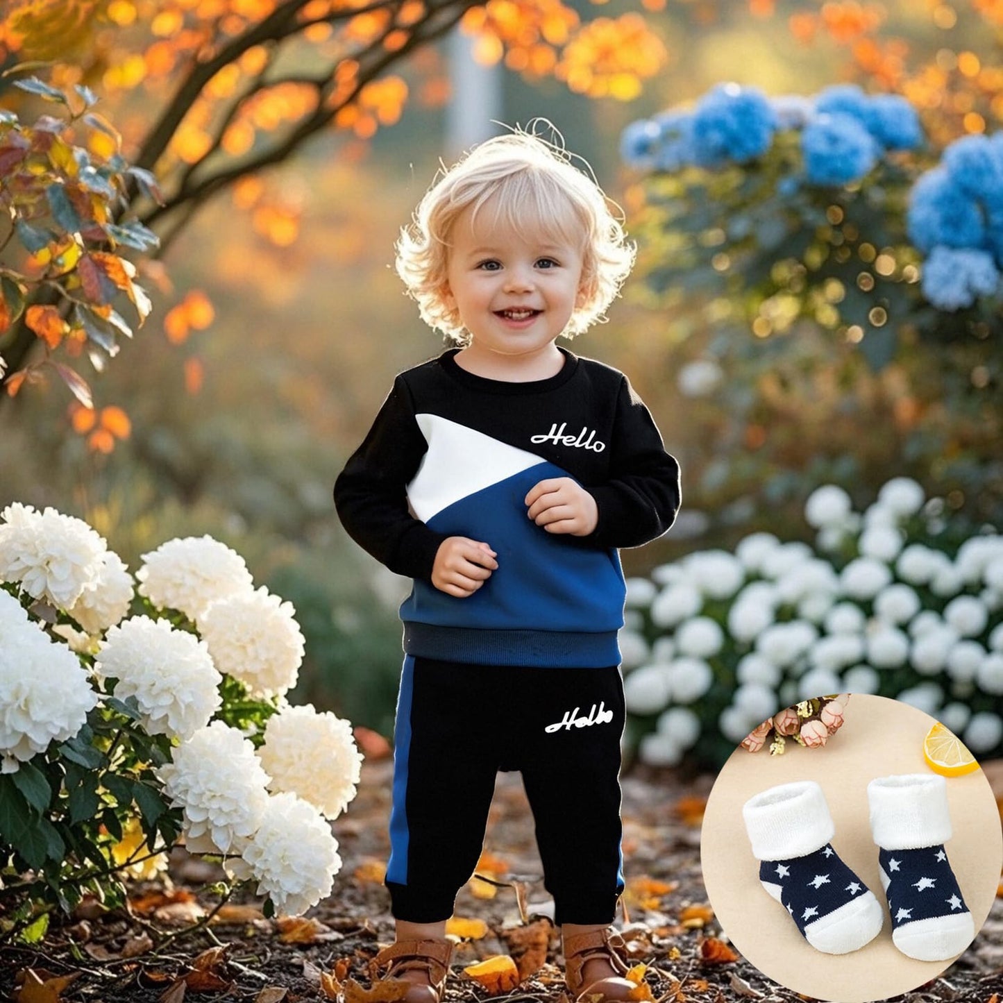 Ouliycoqi 3Pcs Toddler Big Brother Lilttle Bro Baby Long Sleeve Contrast Color Pants Sweatshirt Socks Fall Winter Sets