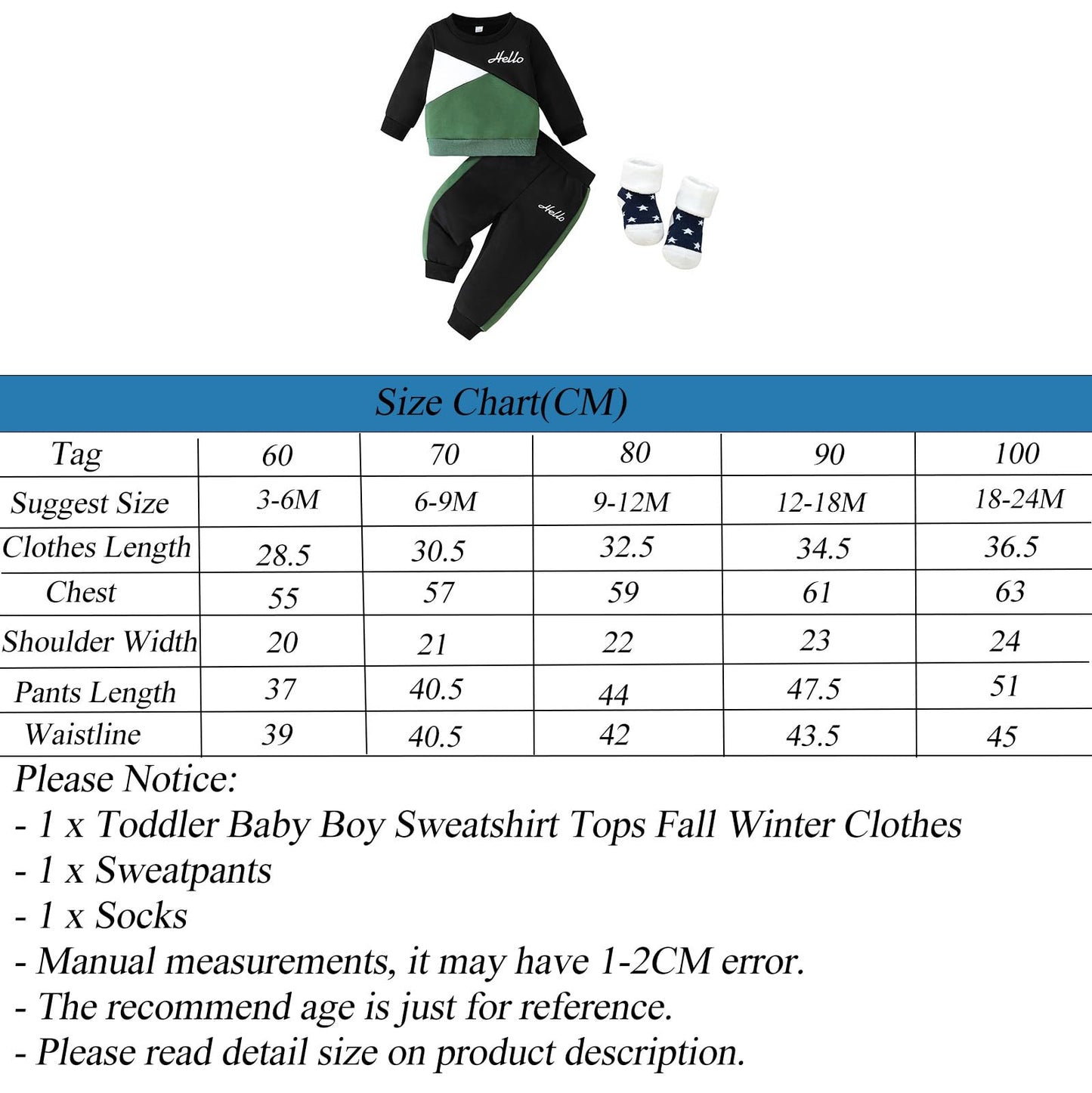 Ouliycoqi 3Pcs Toddler Big Brother Lilttle Bro Baby Long Sleeve Contrast Color Pants Sweatshirt Socks Fall Winter Sets