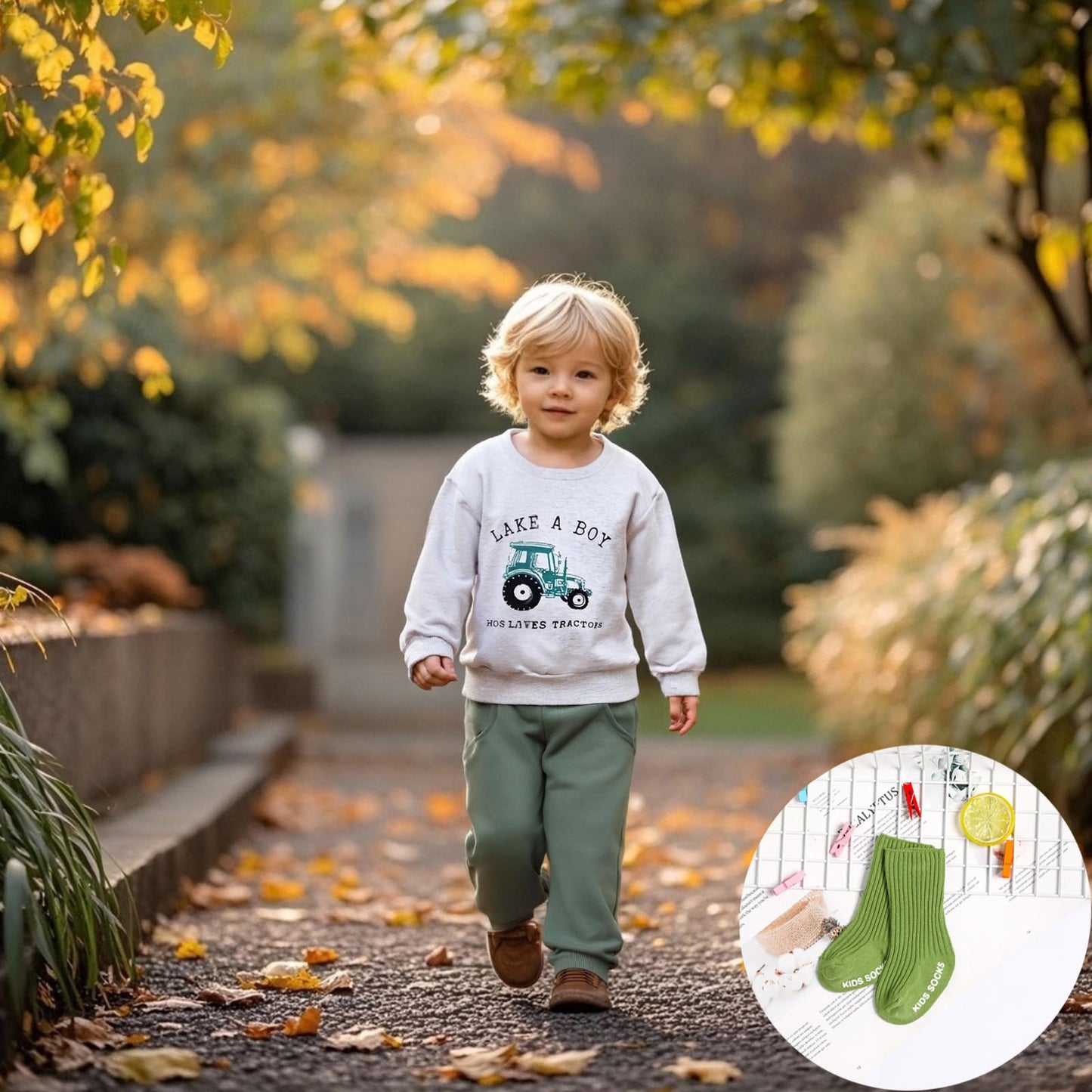 Ouliycoqi 3Pcs Toddler Big Brother Lilttle Bro Baby Long Sleeve Contrast Color Pants Sweatshirt Socks Fall Winter Sets