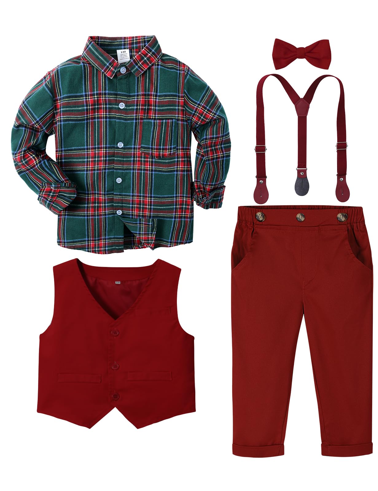 A&J DESIGN Toddler Suits for Boys Wedding Outfit GentlemanFormal Suspender Dress Set, 18 Months-6 Years