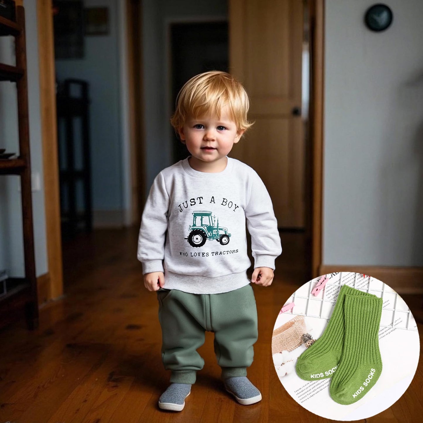 Ouliycoqi 3Pcs Toddler Big Brother Lilttle Bro Baby Long Sleeve Contrast Color Pants Sweatshirt Socks Fall Winter Sets