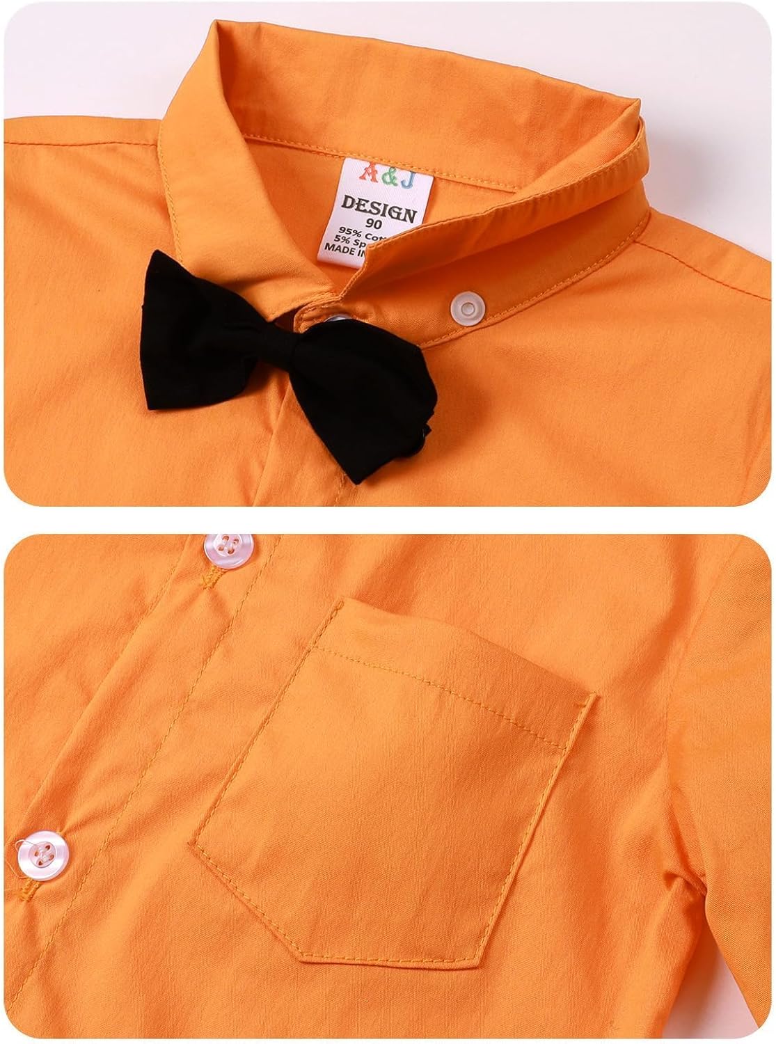 A&J DESIGN Baby Dress Shirts Infant Bodysuit Gentleman Formal Wedding Long Sleeve Rompers, 3-18 Months