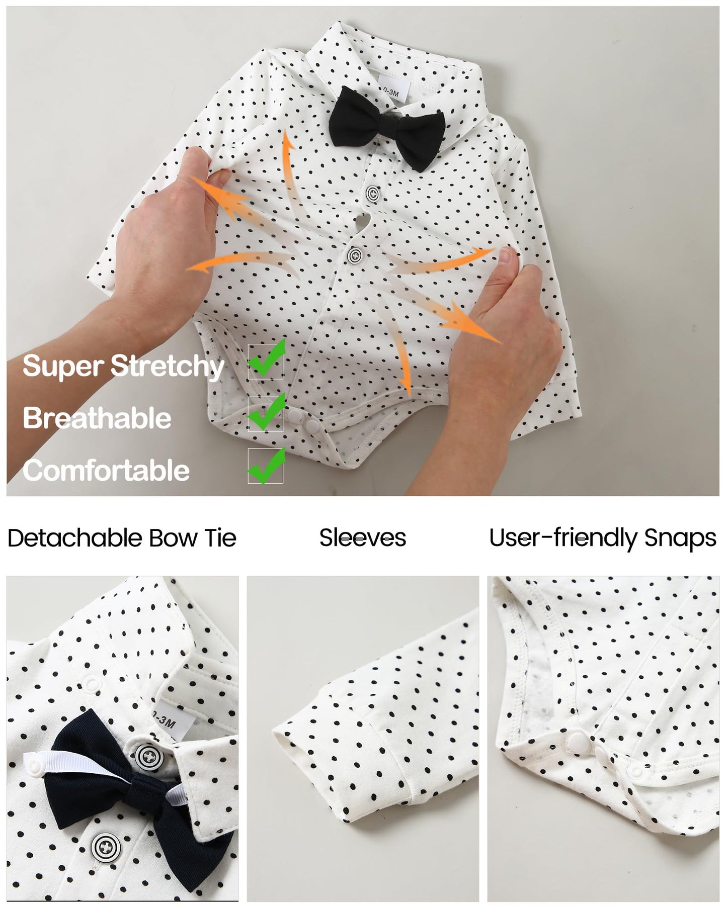 YALLET Baby Boy Clothes Suit 0-18 Months Infant Boy Gentleman Outfits, Dress Shirt+Bowtie+Vest+Pants Set Wedding Party Suits