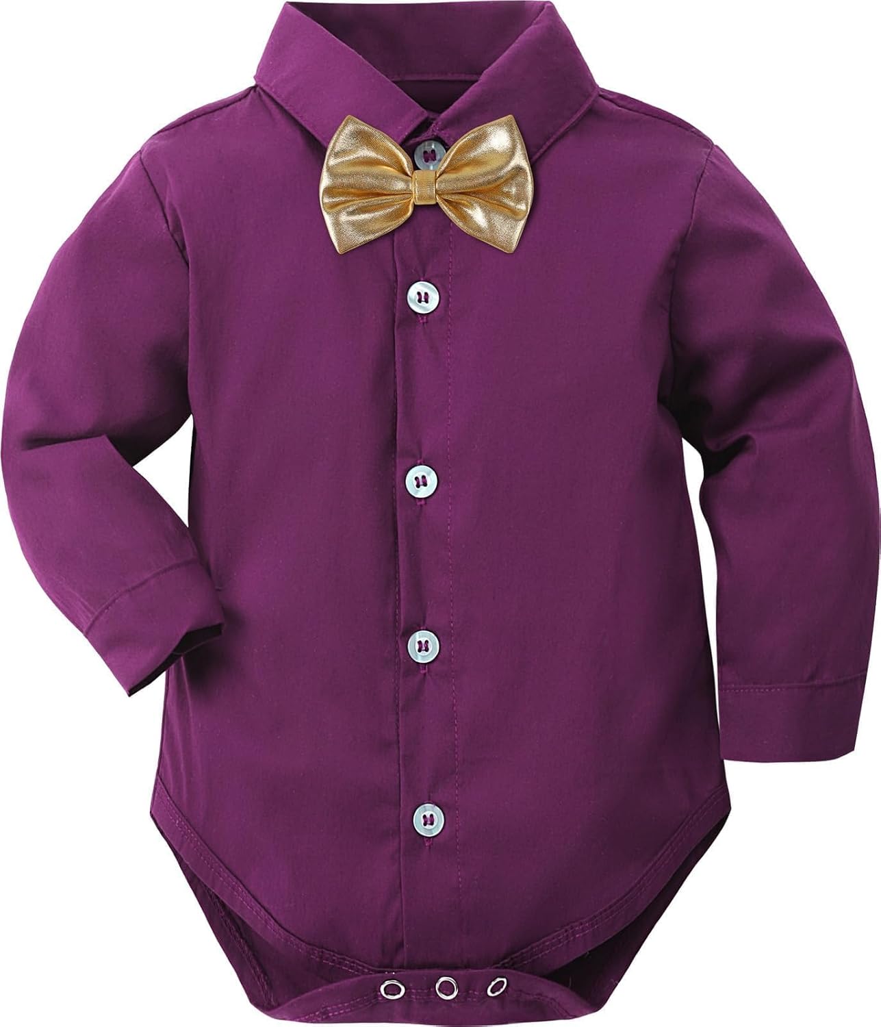 A&J DESIGN Baby Dress Shirts Infant Bodysuit Gentleman Formal Wedding Long Sleeve Rompers, 3-18 Months