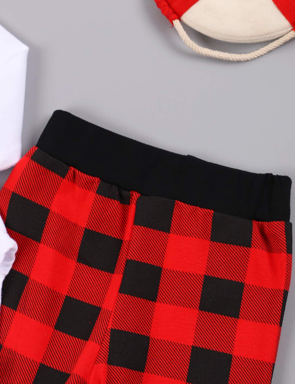 My First Christmas Newborn Girl Boy Xmas Outfits Bow Bodysuit Pants Plaid Hat Infant Christmas Clothes Set