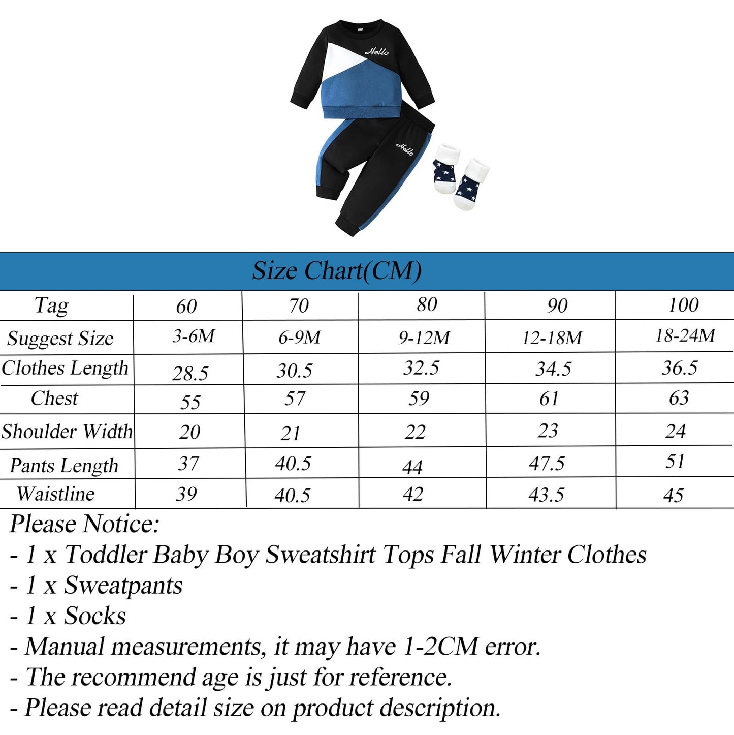 Ouliycoqi 3Pcs Toddler Big Brother Lilttle Bro Baby Long Sleeve Contrast Color Pants Sweatshirt Socks Fall Winter Sets