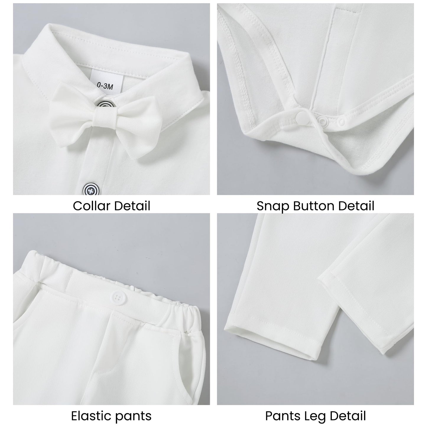 YALLET Baby Boy Clothes Suit 0-18 Months Infant Boy Gentleman Outfits, Dress Shirt+Bowtie+Vest+Pants Set Wedding Party Suits