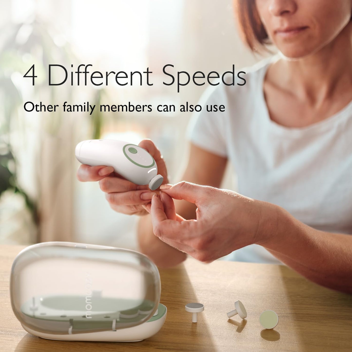 Momcozy Baby Nail File Electric, Gentle Baby Nail Trimmer Electric Rechargable, Baby Nail Clipper Electric, 7 Grinding Head Replacement Pads