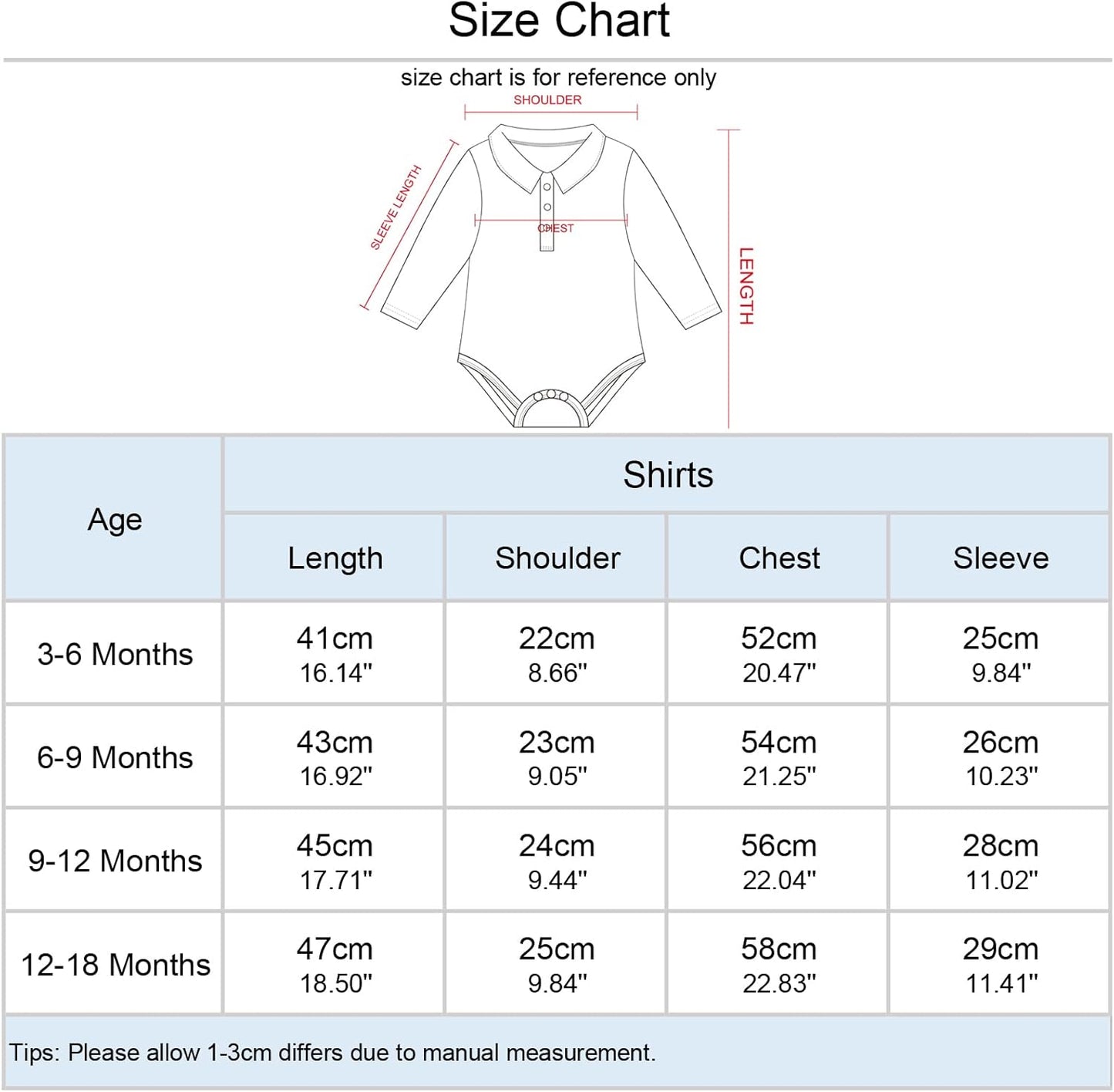 A&J DESIGN Baby Dress Shirts Infant Bodysuit Gentleman Formal Wedding Long Sleeve Rompers, 3-18 Months