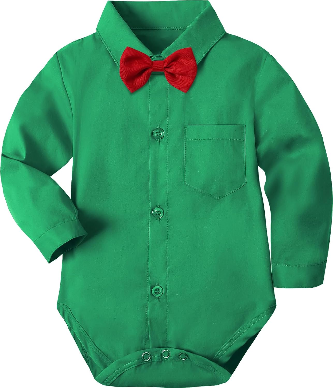 A&J DESIGN Baby Dress Shirts Infant Bodysuit Gentleman Formal Wedding Long Sleeve Rompers, 3-18 Months