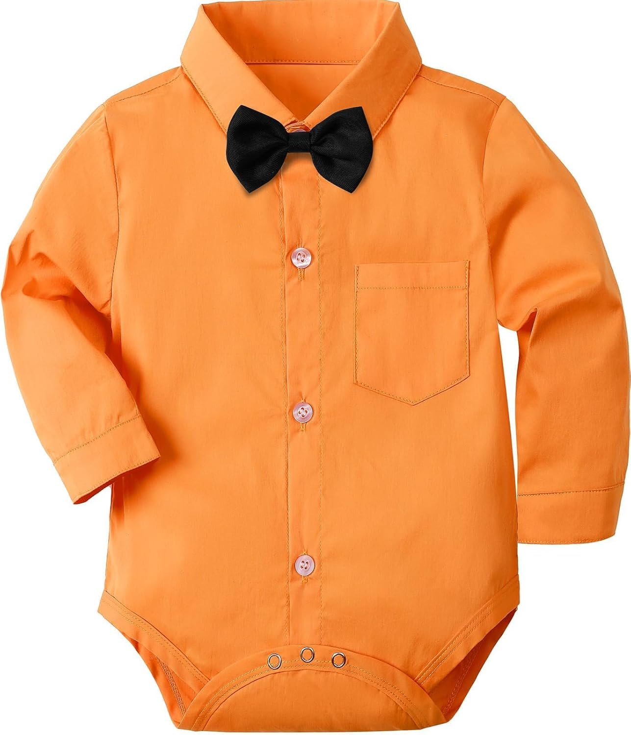 A&J DESIGN Baby Dress Shirts Infant Bodysuit Gentleman Formal Wedding Long Sleeve Rompers, 3-18 Months