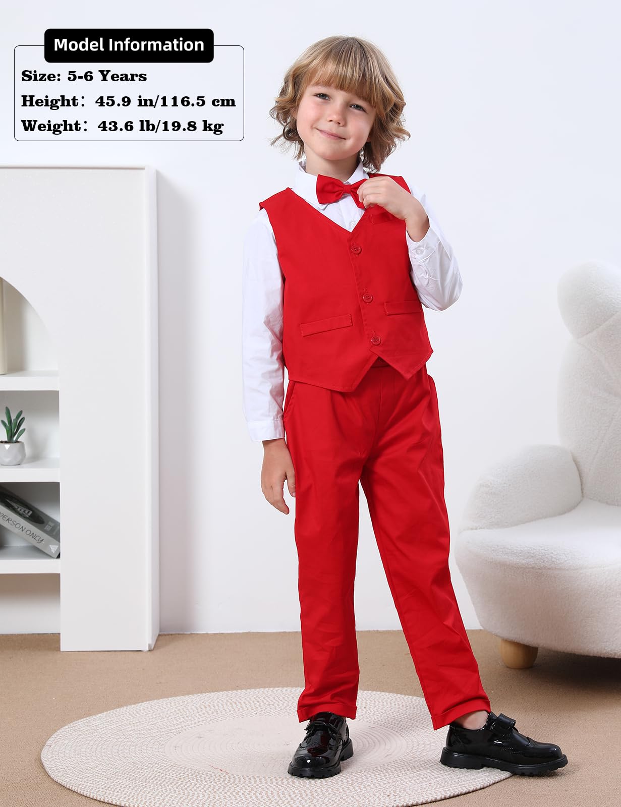 A&J DESIGN Toddler Suits for Boys Wedding Outfit GentlemanFormal Suspender Dress Set, 18 Months-6 Years