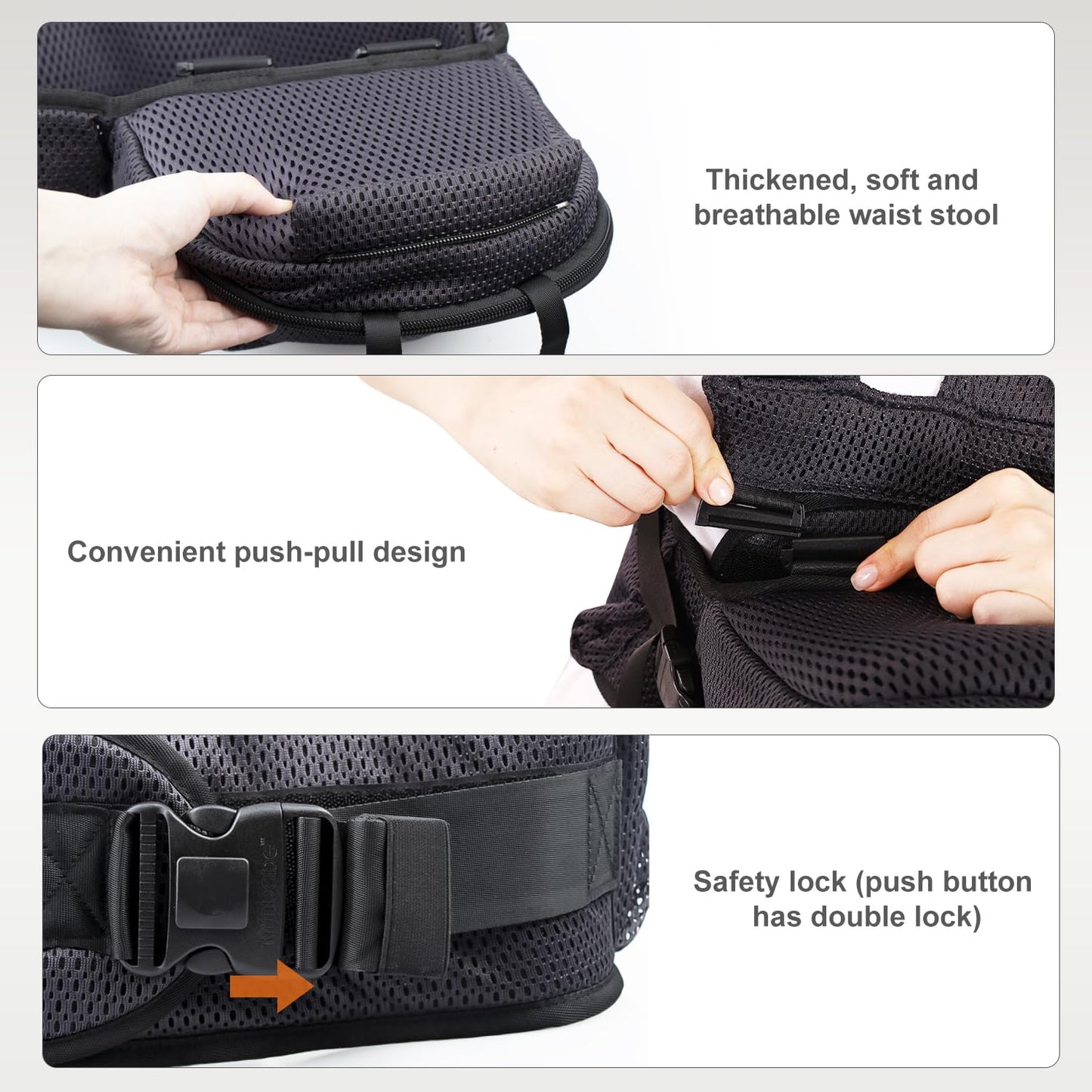 Baby Carrier with Hip Seat, Detachable 2-in-1 Baby Waist Stool Carrier with Adjustable Shoulder Straps and Storage Bag, Suitable for Babies, Newborns and Toddlers