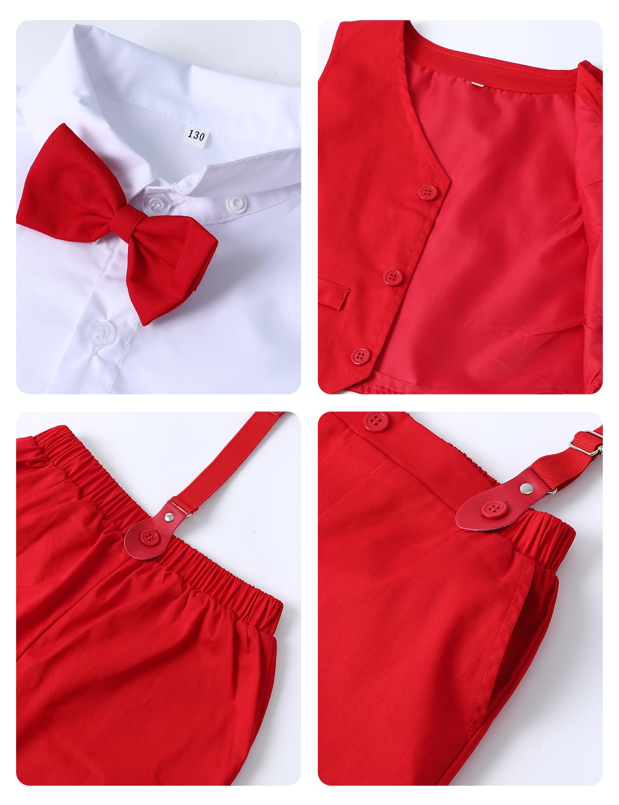 A&J DESIGN Toddler Suits for Boys Wedding Outfit GentlemanFormal Suspender Dress Set, 18 Months-6 Years
