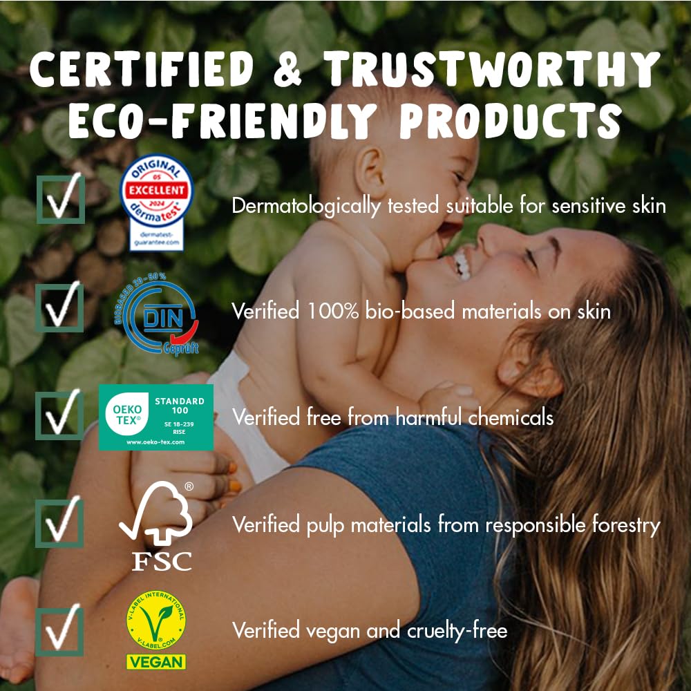 Eco by Naty Couches écologiques pour bébé nouveau-né – Matériaux 100 % végétaux sur la peau, extra doux, pour peau sensible et super absorbantes (taille N, 100 pièces)