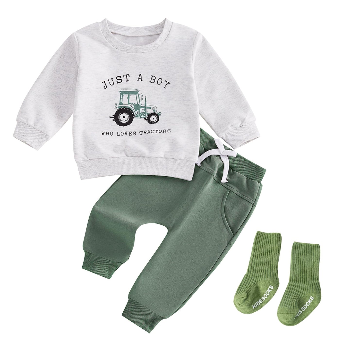 Ouliycoqi 3Pcs Toddler Big Brother Lilttle Bro Baby Long Sleeve Contrast Color Pants Sweatshirt Socks Fall Winter Sets