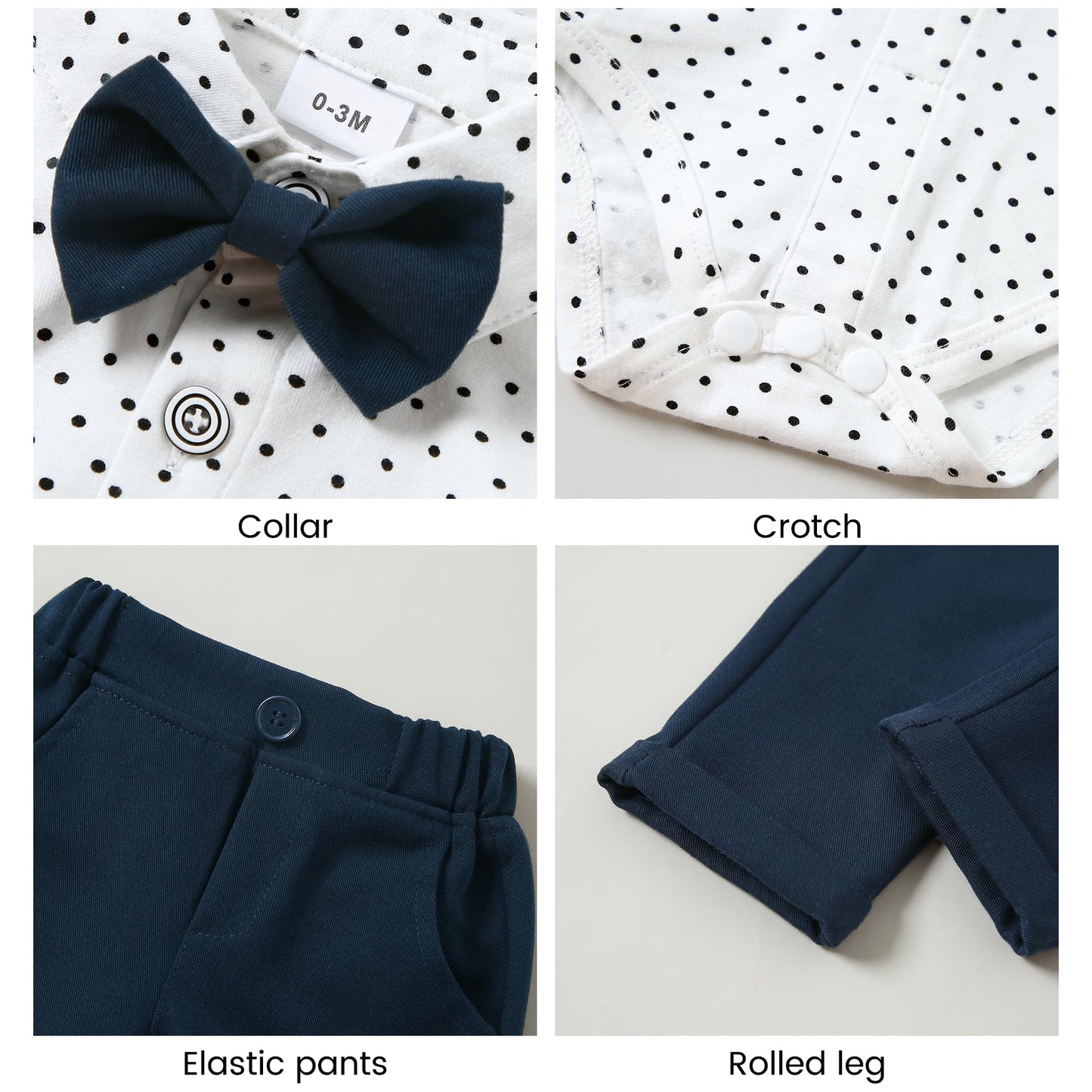 YALLET Baby Boy Clothes Suit 0-18 Months Infant Boy Gentleman Outfits, Dress Shirt+Bowtie+Vest+Pants Set Wedding Party Suits