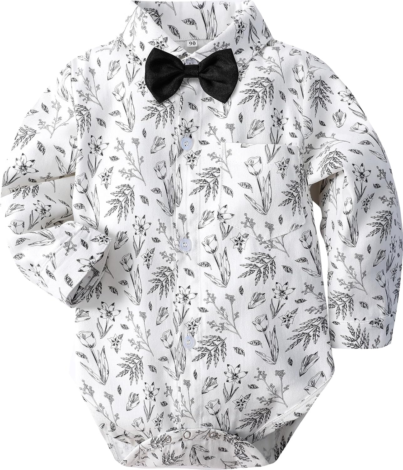 A&J DESIGN Baby Dress Shirts Infant Bodysuit Gentleman Formal Wedding Long Sleeve Rompers, 3-18 Months