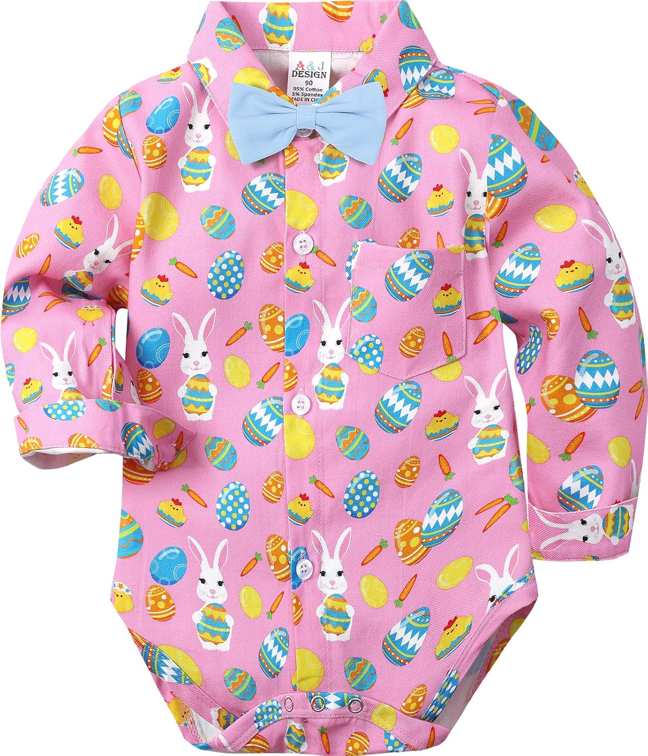A&J DESIGN Baby Dress Shirts Infant Bodysuit Gentleman Formal Wedding Long Sleeve Rompers, 3-18 Months