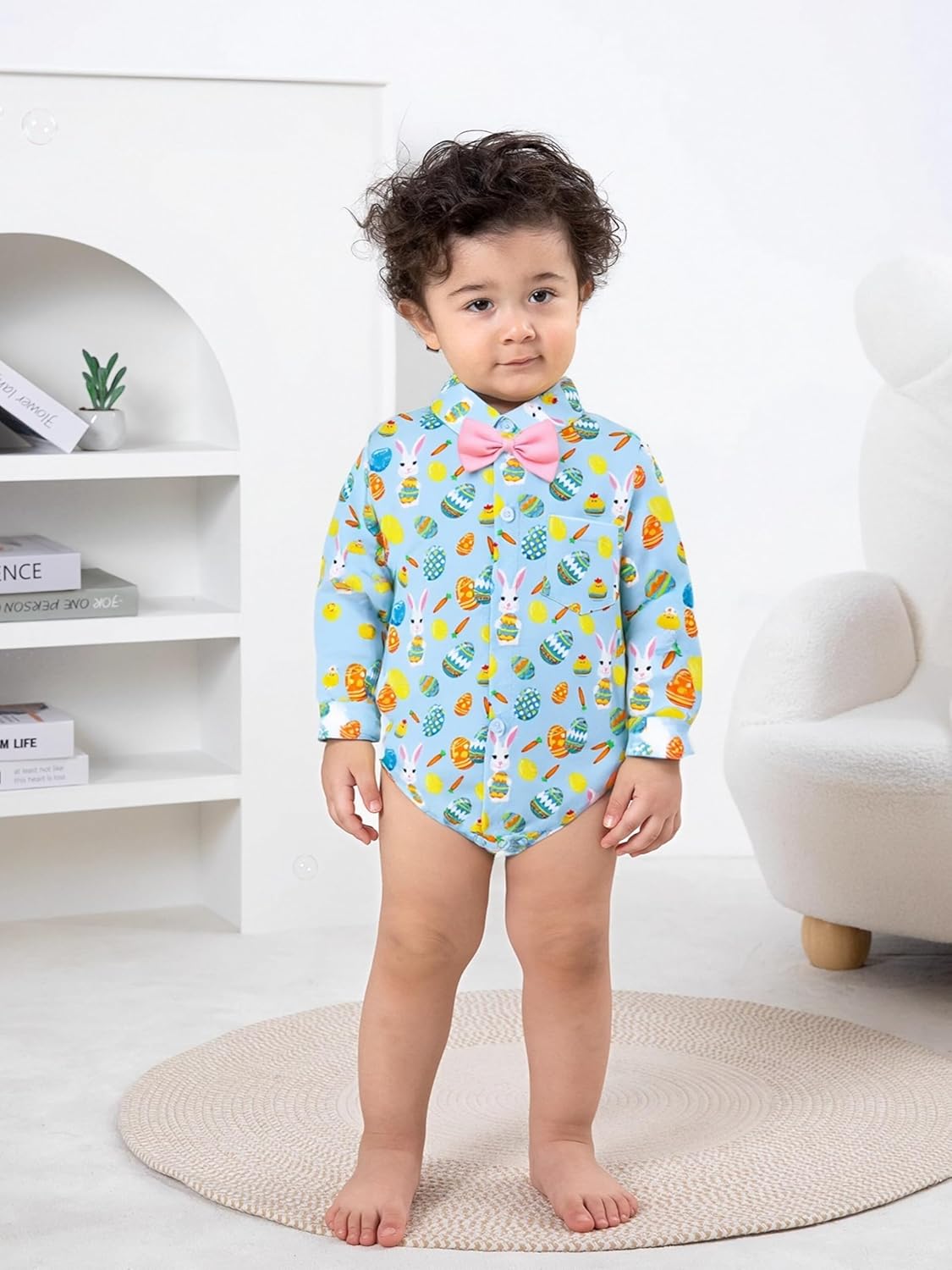 A&J DESIGN Baby Dress Shirts Infant Bodysuit Gentleman Formal Wedding Long Sleeve Rompers, 3-18 Months