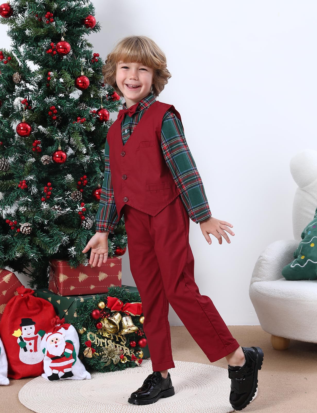 A&J DESIGN Toddler Suits for Boys Wedding Outfit GentlemanFormal Suspender Dress Set, 18 Months-6 Years