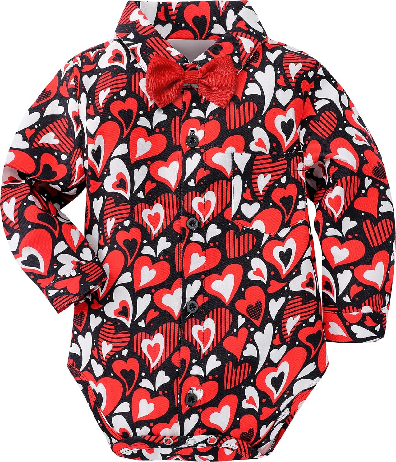 A&J DESIGN Baby Dress Shirts Infant Bodysuit Gentleman Formal Wedding Long Sleeve Rompers, 3-18 Months