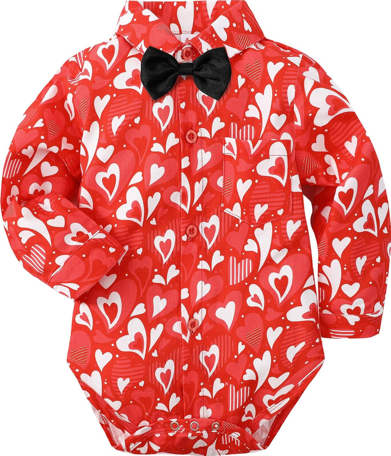 A&J DESIGN Baby Dress Shirts Infant Bodysuit Gentleman Formal Wedding Long Sleeve Rompers, 3-18 Months