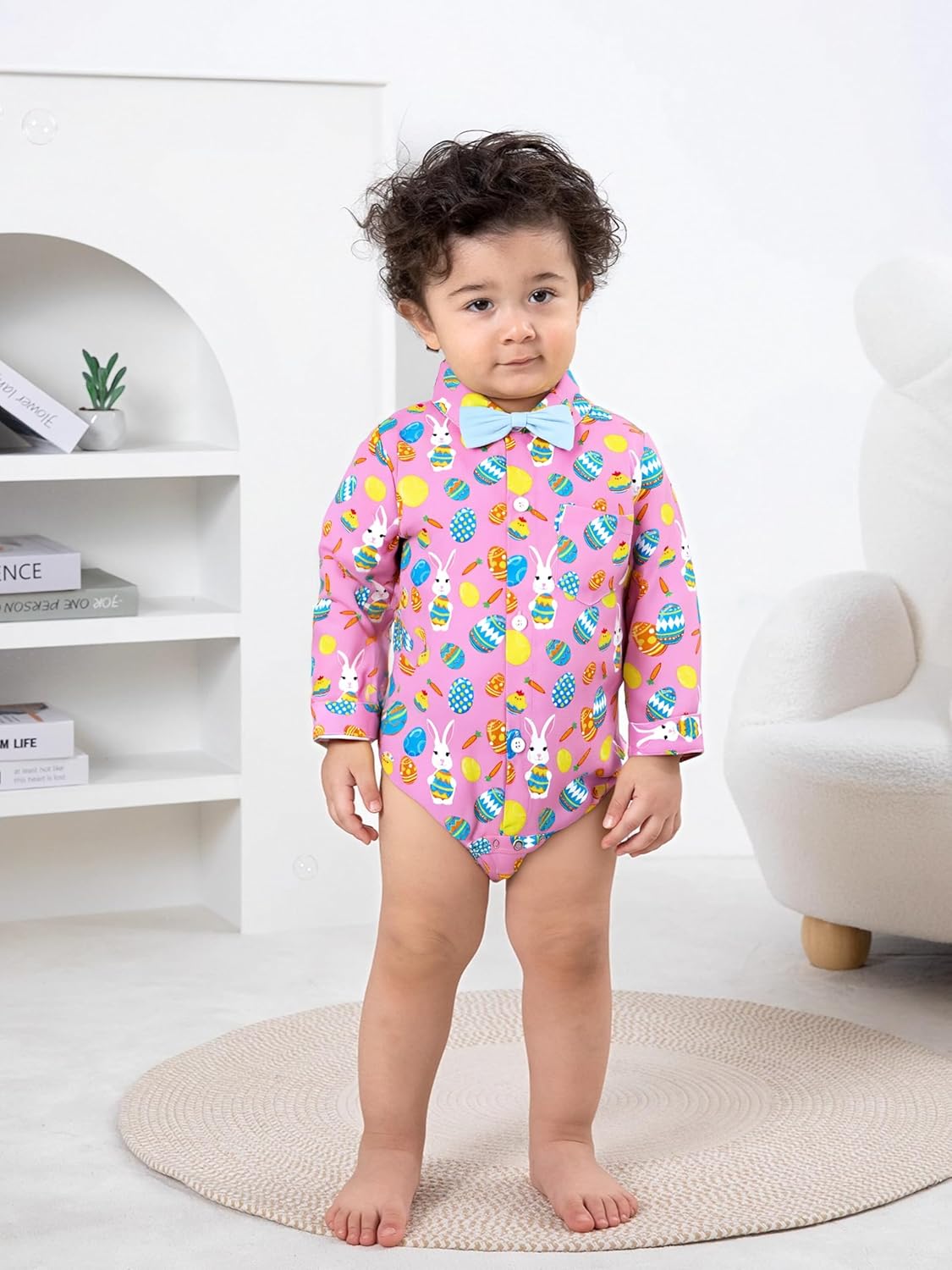 A&J DESIGN Baby Dress Shirts Infant Bodysuit Gentleman Formal Wedding Long Sleeve Rompers, 3-18 Months