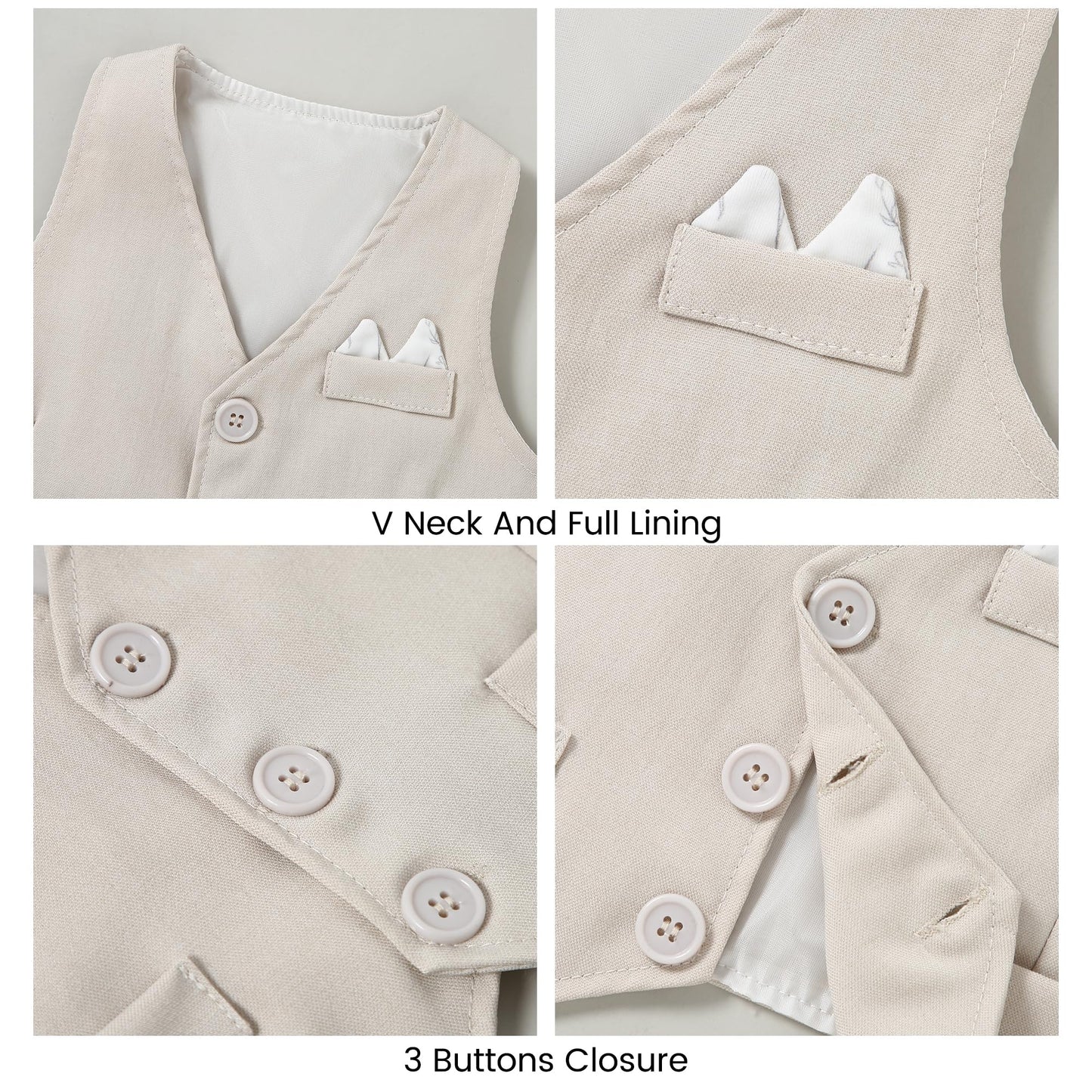 YALLET Baby Boy Clothes Suit 0-18 Months Infant Boy Gentleman Outfits, Dress Shirt+Bowtie+Vest+Pants Set Wedding Party Suits