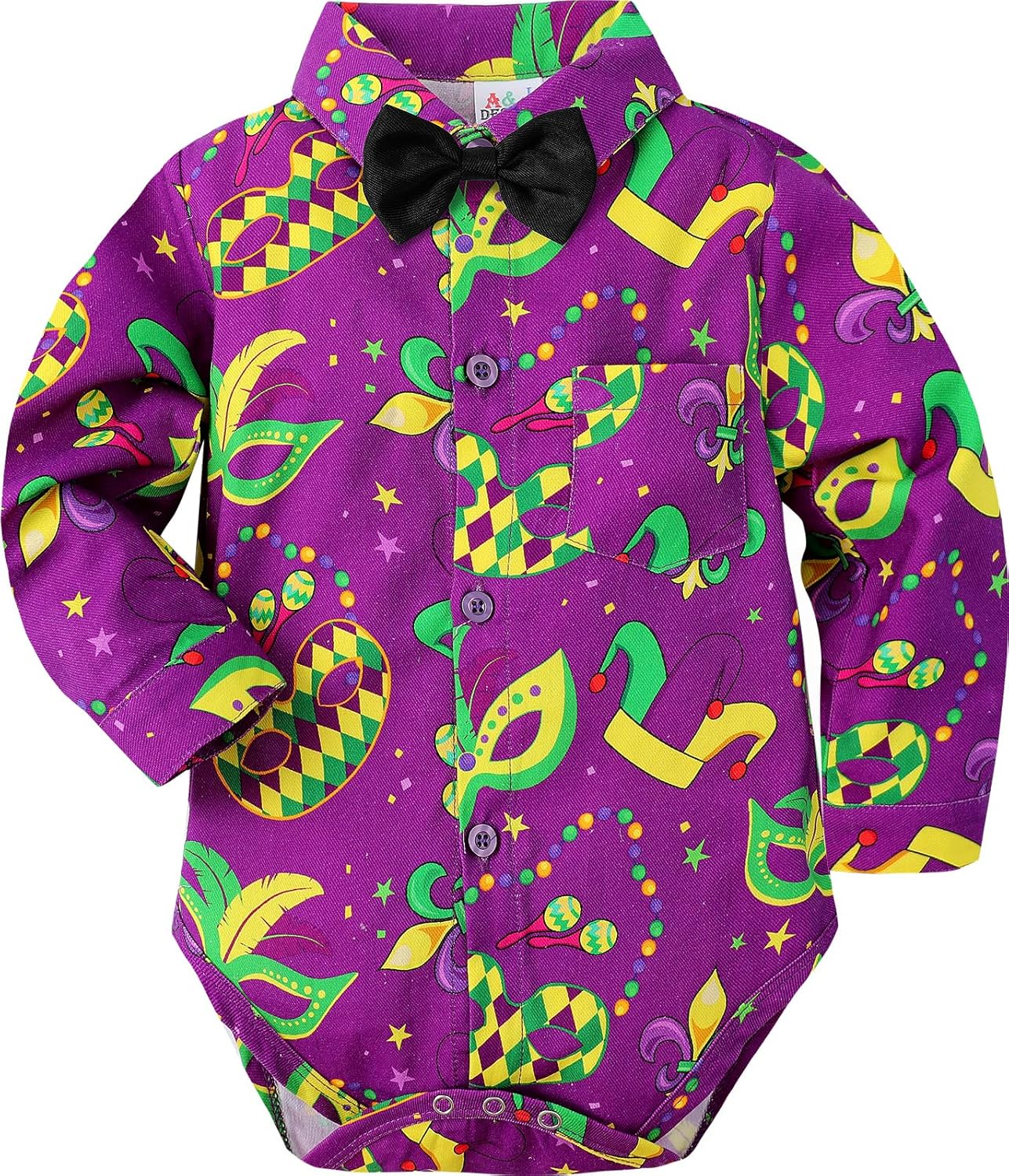 A&J DESIGN Baby Dress Shirts Infant Bodysuit Gentleman Formal Wedding Long Sleeve Rompers, 3-18 Months