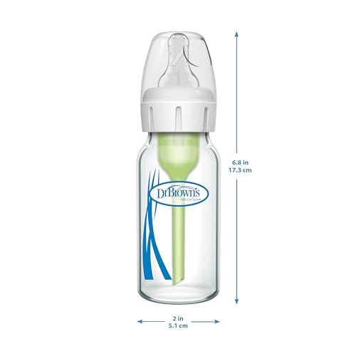 Dr. Brown’s Natural Flow® Anti-Colic Options+™ Narrow Glass Baby Bottles, 2-Pack, 8 oz/250 mL ( Packaging May Vary )