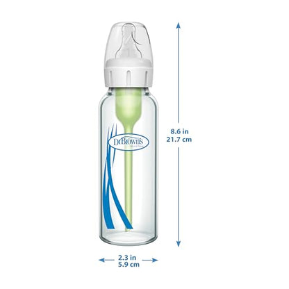 Dr. Brown’s Natural Flow® Anti-Colic Options+™ Narrow Glass Baby Bottles, 2-Pack, 8 oz/250 mL ( Packaging May Vary )